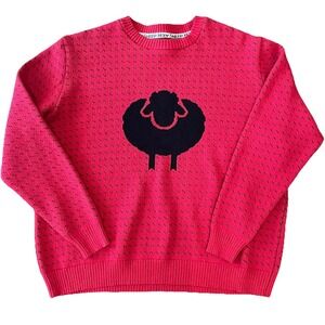 Cotton Country By Parkhurst Red Black Sheep Cottagecore Medium Woven Sweater